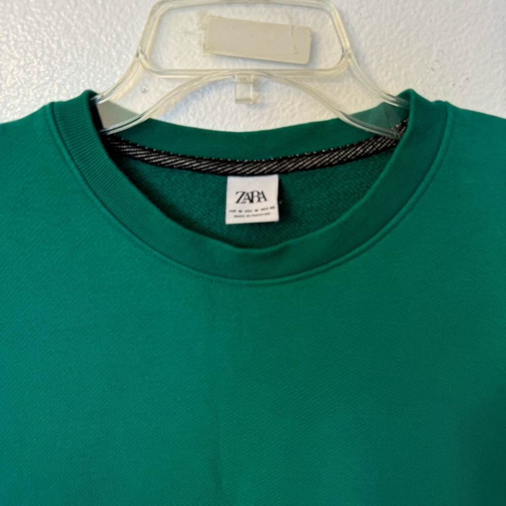 Zara Green Men’s Sweatshirt – Organic Cotton, Text Print. Unisex - Picture 3 of 5